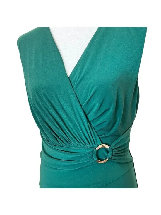 White House Black Market Emerald Dress 8 Slimming Tiered Midi Classic Hourglass - Picture 5 of 10